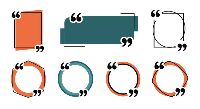 Collection of different colorful geometric frames and speech bubbles for text quotes and testimonial messages.