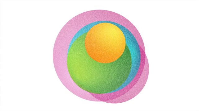 Vibrant quote frame featuring overlapping colorful circles with grunge grain texture. Modern geometric motion design. Seamless loop. Video animation Ultra HD 4K 3840x2160