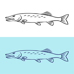 Logotipo con dibujo minimalista con líneas de un lucio visto de perfil  © teracreonte