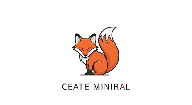 Cute cartoon fox sitting, minimalist vector illustration, white background.