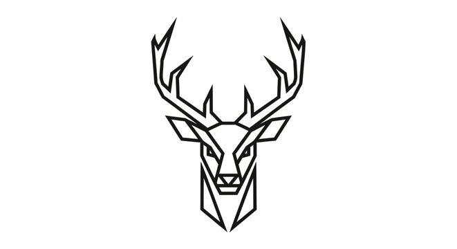 Geometric Stag Head Logo Design, Minimalist Deer Icon, Polygonal Animal Art