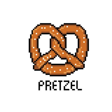 Pixel art style pretzel image, pretzel, Pixel art style pretzel image 8 bit, 16 bit, 32 bit