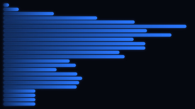 Blue horizontal bar graph representing statistical data trends on a sleek dark background layout