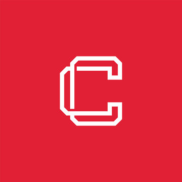 Minimalist white letter C monogram on a solid red background, modern and clean design