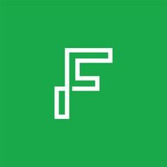 Obraz premium Minimalist Monogram F Design, Modern Geometric Letter F Logo on Green Background
