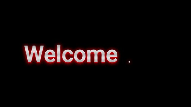 A neon sign reading Welcome Here in a dark environment