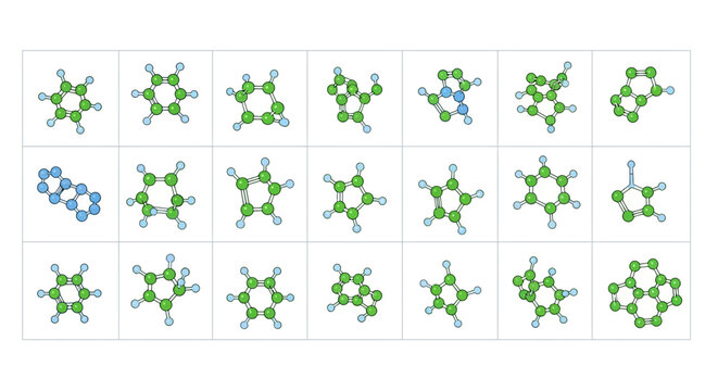Collection of molecular structures diverse arrangements of carbon and hydrogen atoms in organic chemistry