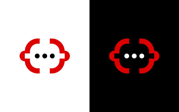 Modern Coding Bracket and Chat Communication Logo