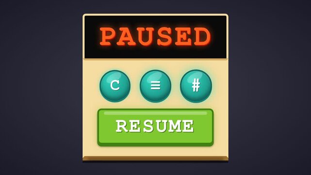 Generic Mobile Game User Interface Pause Menu Design with Resume Button and Control Icons