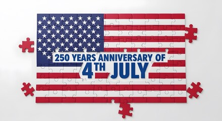 Naklejka premium American flag puzzle celebrating 250 years of independence day 4th of july anniversary