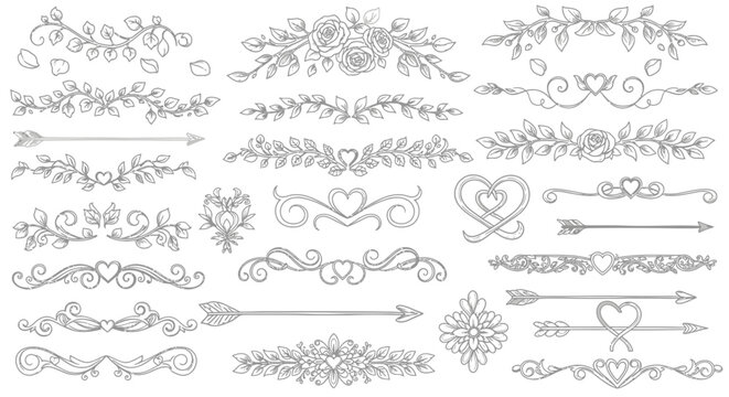 Collection of ornate line art designs.