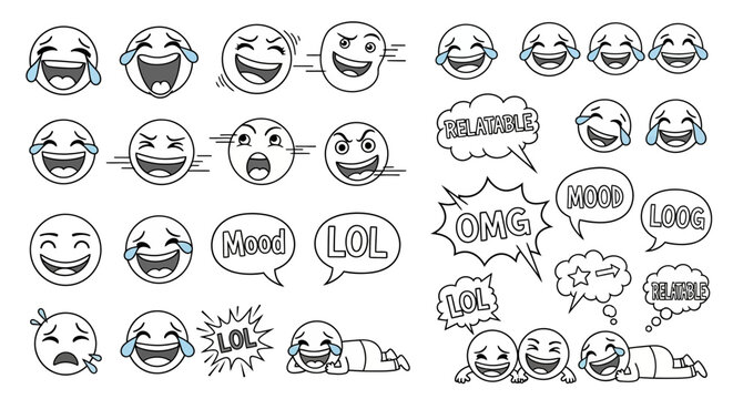 Collection of various laughing emoticons.