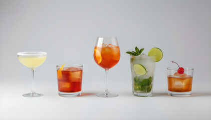 Fototapeta premium Selection of classic drinks for happy hour promotion
