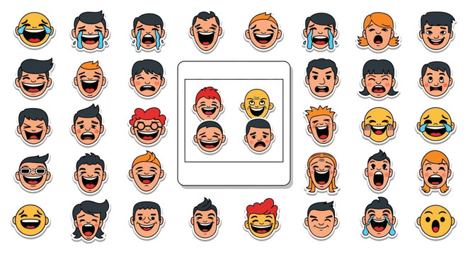 Emotions faces with different expressions.