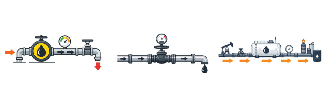 Oil pipeline network vector. Vector, illustration, minimalist, icon, icon set