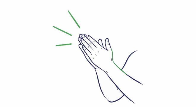 Hand drawn of hands clapping enthusiastically, demonstrating appreciation, celebration and applause. 