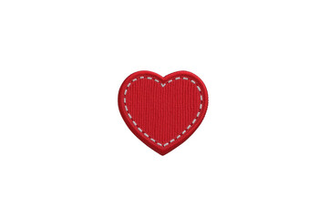 Fototapeta premium Red embroidered heart patch with dashed white border