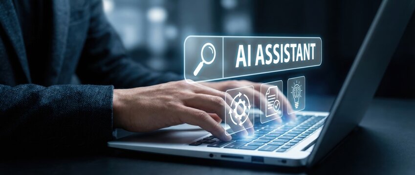 Exploring the capabilities of ai assistants in business settings digital workspace tutorial modern environment close-up view technology innovation
