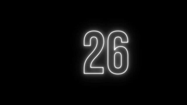 30 second Countdown glitch neon timer animation, digital distortion effect, counter timer digital, transparent background or alpha channel 4k video