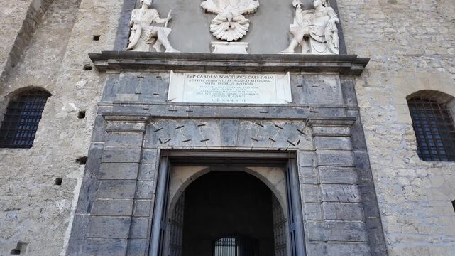 Imperial Crest on Castel Sant'Elmo Fortress in Naples City, Italy