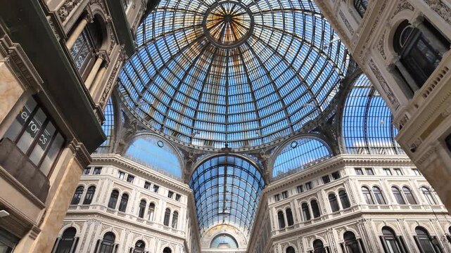 Interior Architecture of the Galleria Umberto I in Naples City, Italy