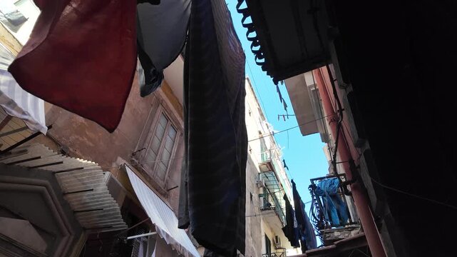 Laundry Hanging in a Narrow Alley in Spanish Quarters, Naples, Italy