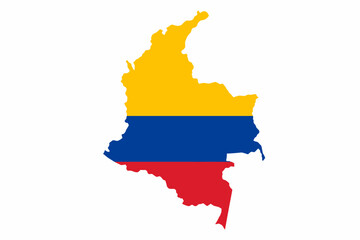 Fototapeta premium Colombian flag colors on country map silhouette