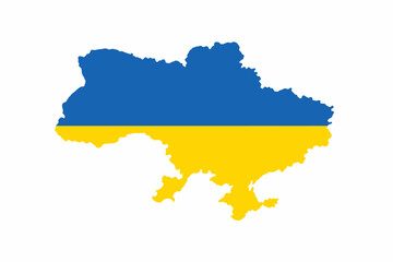 Fototapeta premium Map of ukraine with bold blue and yellow national colors
