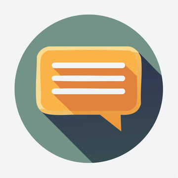 Speech bubble icon with long shadow