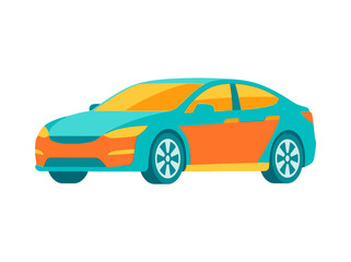 Fototapeta premium Modern sedan car flat vector illustration.