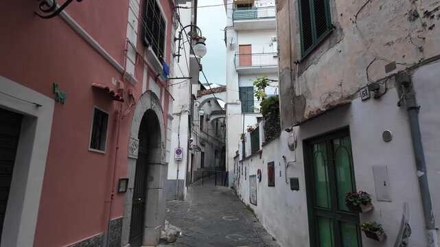Narrow Cobblestone Street in Vietri sul Mare, Amalfi Coast, Italy