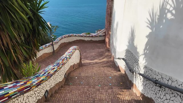 Mosaic Stairs at the Villa Comunale Park in Vietri sul Mare, Italy