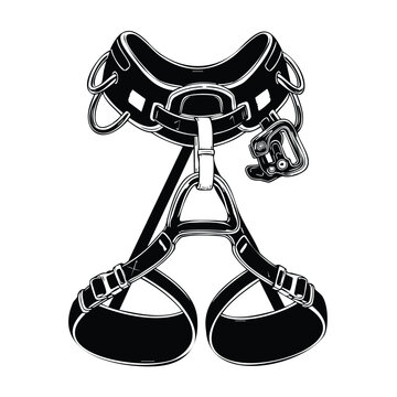 Climbing harness silhouette isolated on white background for extreme sports.