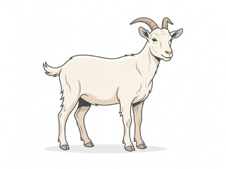 Fototapeta premium elegant goat vector illustration with line art and soft fill on white background representing premium eid al adha festive branding and design concept