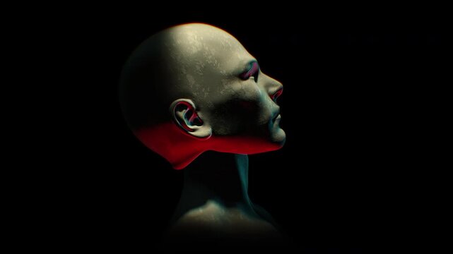 A hollow mannequin style humanoid clone in the darkness.