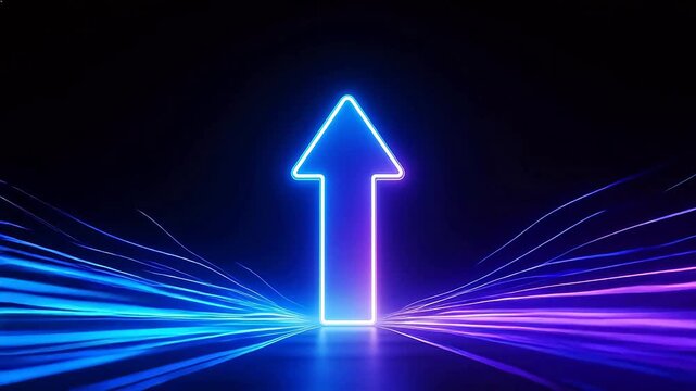 Neon arrow with glowing lines
