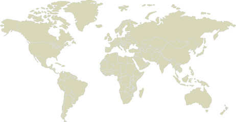 Obraz premium International Worldwide Travel Destination Outline World Map Country Border