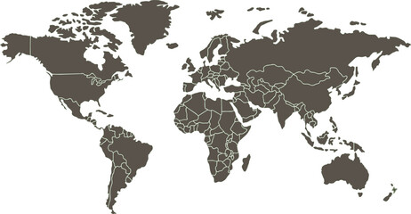 Obraz premium Blank World Maps Contour Line Art Planet Earth Geography Political Outlines