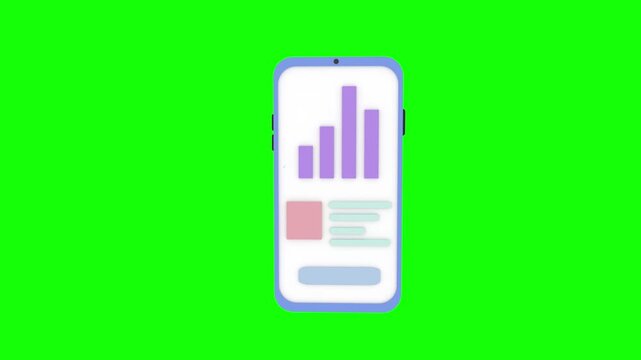 3d animation mobile app design Growing bars progress Charts and diagrams search with alpha channel