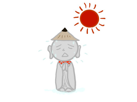 The Kasa Jizo statue is sweating because it's too hot.
