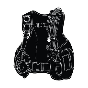 Scuba diving vest silhouette set bundle for underwater exploration.