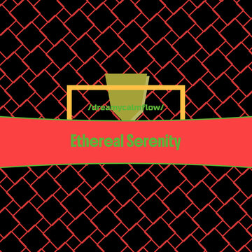 DREAMY CALM FLOW christmas joyful lights typography radial offset gradient, shield crest, outlined text frame, solid slogan band, hexagon grid edge accents with scarlet, golden rod, sunbeam, leaf gree