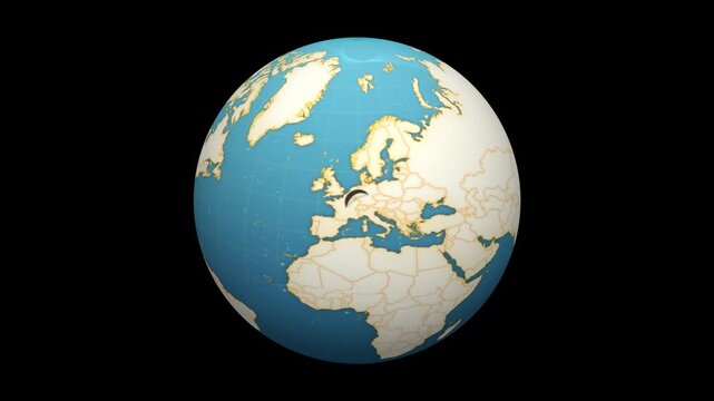 3D rotating earth of Europe countries