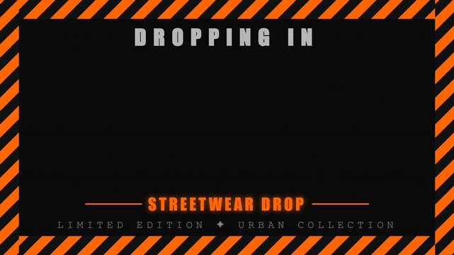 Urban Streetwear Launch Countdown Motion Graphic with Hazard Border for Fashion Marketing and Teaser Campaigns