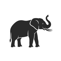 Obraz premium Black Elephant Silhouette Side View.