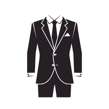 Black Business Suit with White Trim.