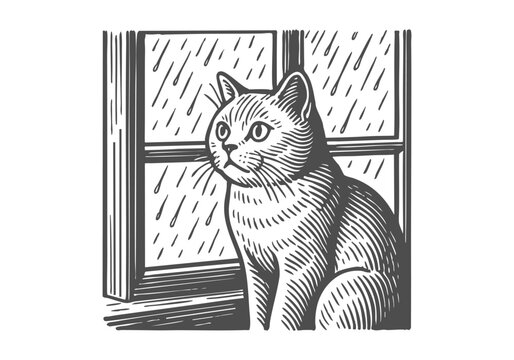 British Shorthair Cat hand dr...