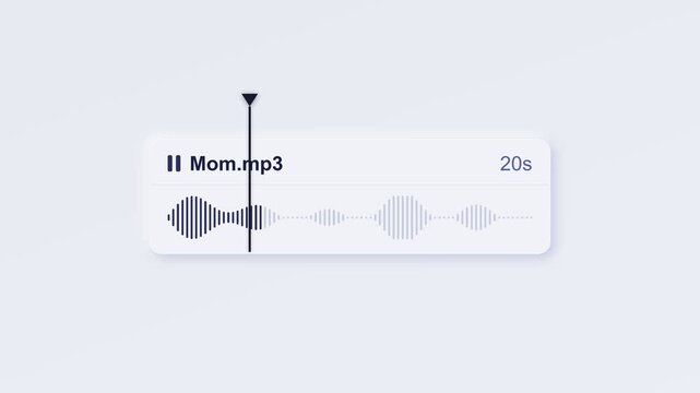 Minimalist Digital Audio Player UI with Waveform for Voice Memo and Sound Recording Playback