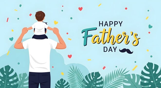 Happy father's day loving dad and child illustration for a special day