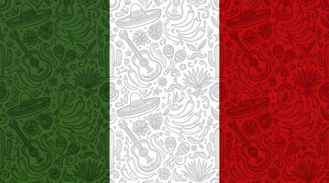 italian flag with abstract floral pattern background